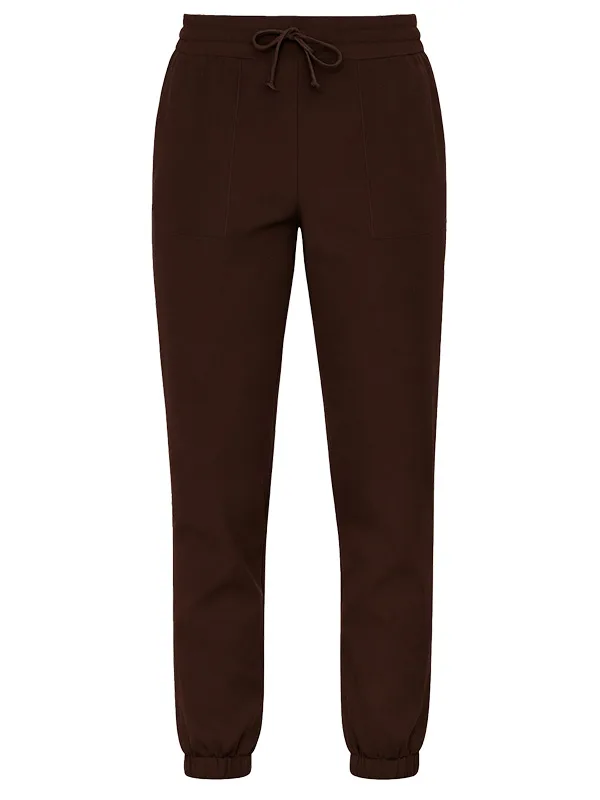 Spodnie z nogawką na gumie czekoladowe